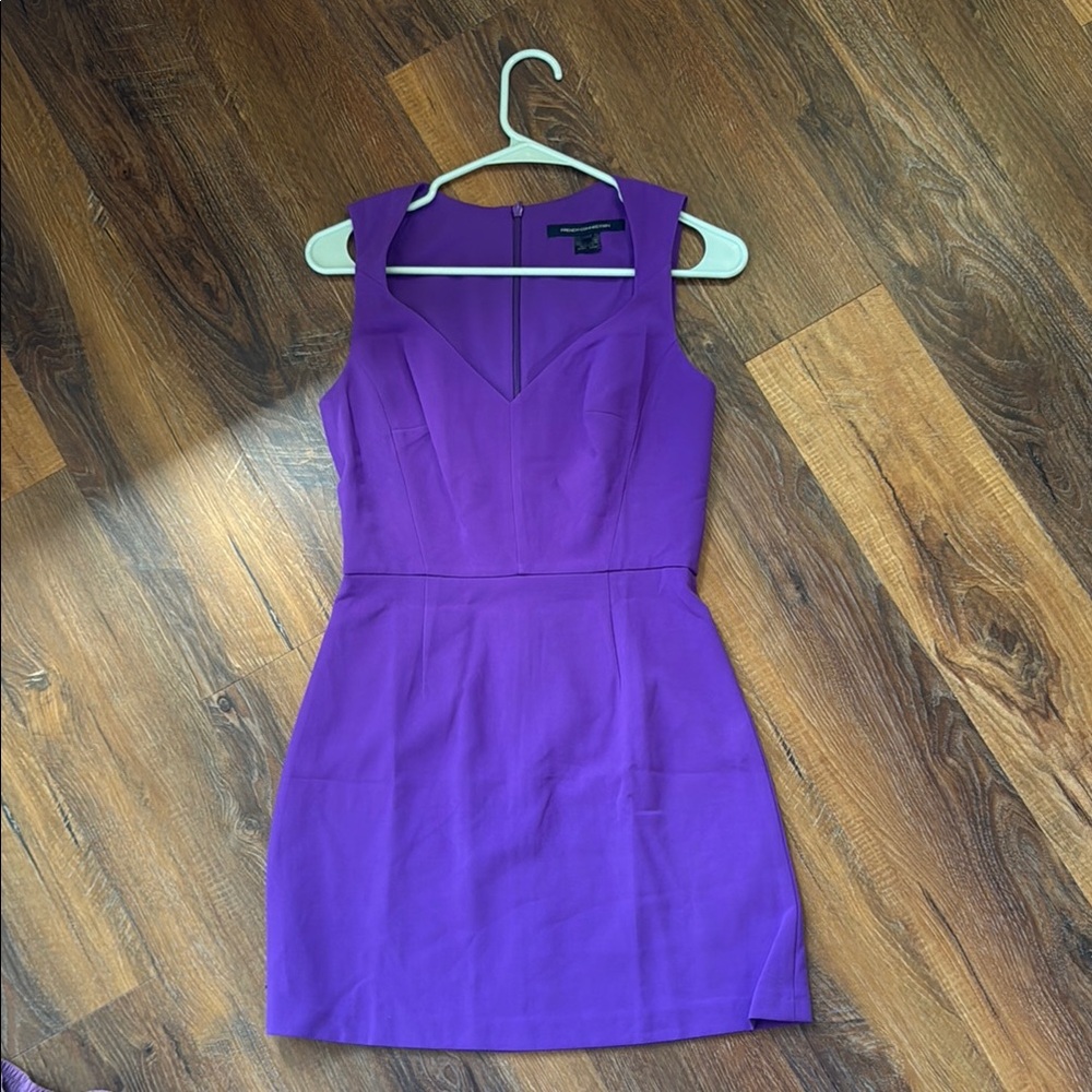 French Connection Purple Sheath Mini Dress Sweetheart Neckline